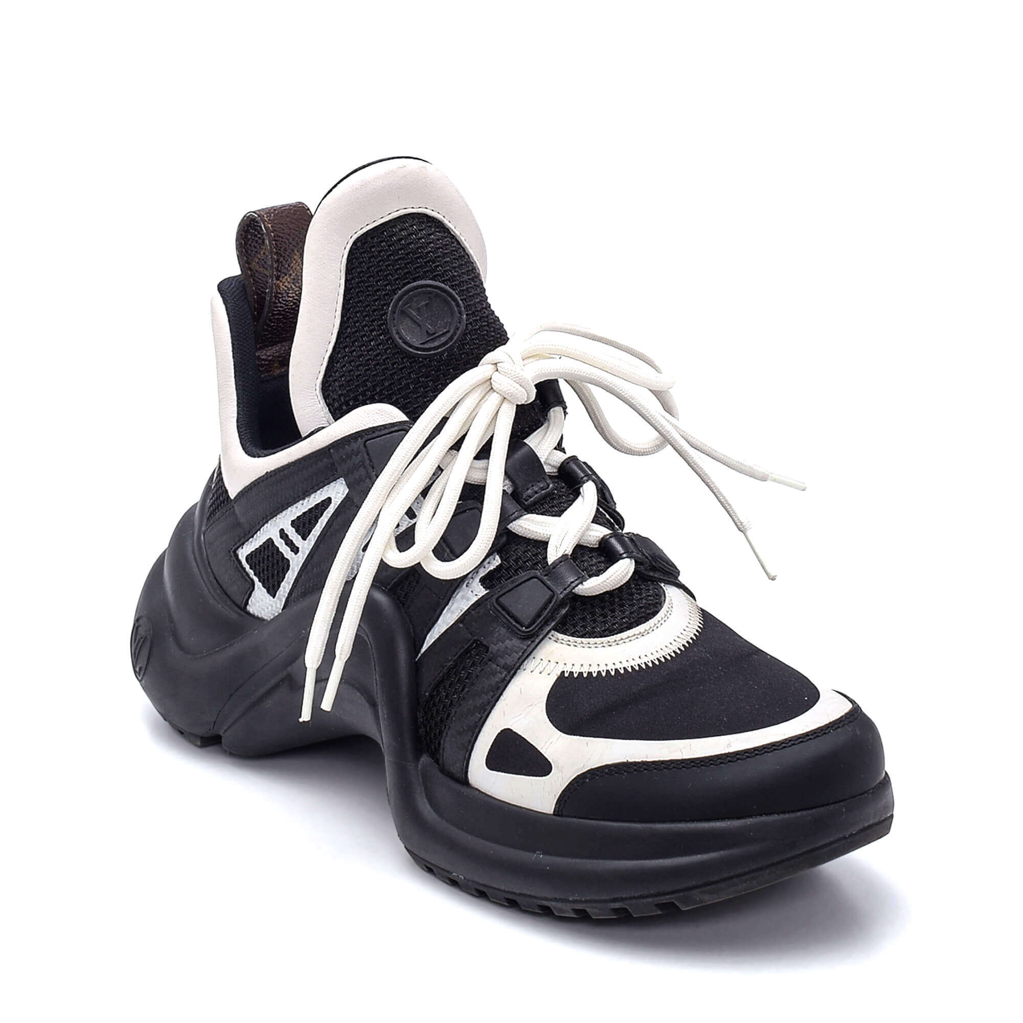 Louis Vuitton - Black & White Leather Fabric Archlight Sneakers